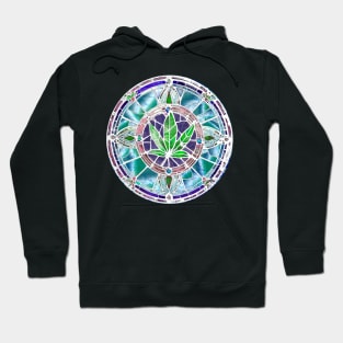 Batik 420 art green blue weed circle stained glass hippie gift Hoodie